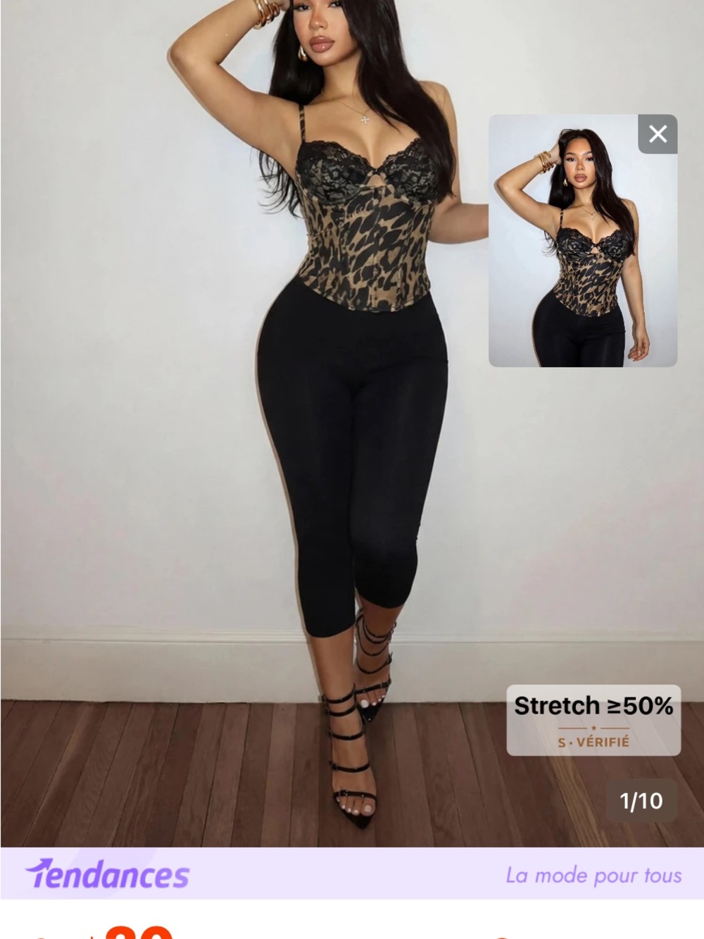 SHEIN Leopard Lace Bustier Jumpsuit in Black and Tan